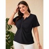 Coolmee Women Plus Size V Neck Button Blouse Short Sleeves Summer Comfy Lightweight Casual Tunic Tops - 4 of 4