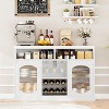 Jojoka Modern Coffee Cabinet with LED Lights, Adjustable Shelves, Wine Racks & Glass Doors for Kitchen and Living Room - 3 of 4