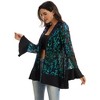 Anna-Kaci Women’s Sequin Mesh Cardigan with Sheer Embellished Sleeves and Flowing Open Front Design for Layering Style - 3 of 4