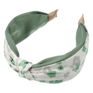 Unique Bargains Women's Wide Floral Knot No Slip Fashion Headbands 2.36" Green - 1 of 4