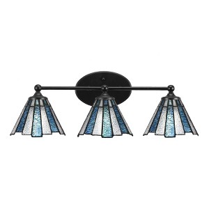 Toltec Lighting Capri 3 - Light Vanity in  Matte Black with 7" Sea Ice Art Glass Shade - 1 of 1