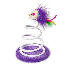 Interactive Cat Toy – Plush Mouse with Spring Coil and Feather Tail, Bouncy Teaser for Indoor Cats & Kittens - 1 of 4
