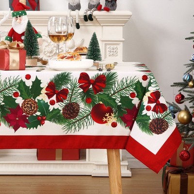 Christmas Tablecloth Rectangle Outdoor Square Dining Table Cover Christmas Table Decorations Indoor Kitchen Dining Room Banquet Party