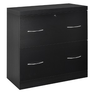 Costway 2-Drawer File Cabinet w/Lock, Hinging Bar Letter & Legal Size Black - 1 of 4