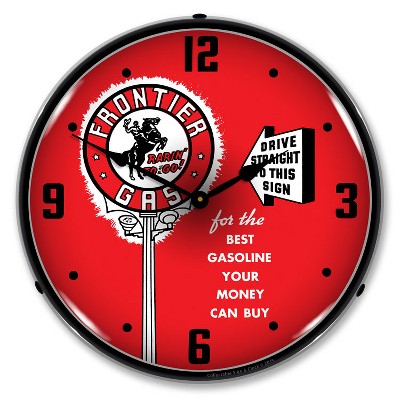 Collectable Sign & Clock | Frontier Gas LED Wall Clock Retro/Vintage, Lighted