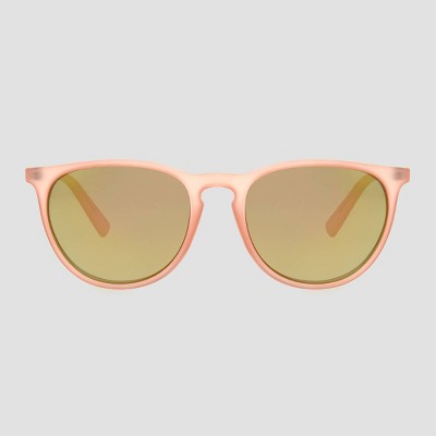 Women's Round Sunglasses with Mirrored Polarized Lenses - All in Motion™ Pink