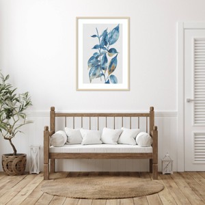 Amanti Art Blue Golden Leaves II by Andrea Haase Wood Framed Wall Art Print - 1 of 4