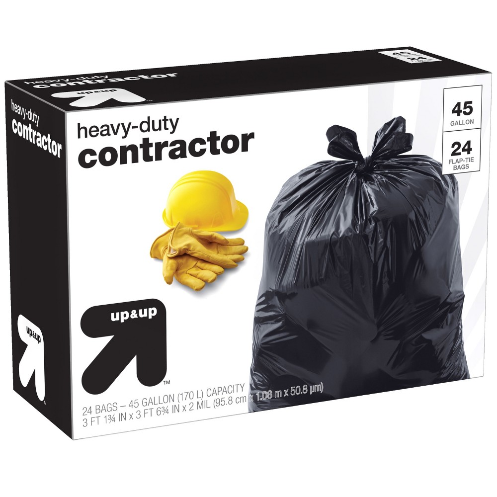 Heavy-Duty Contractor Trash Bags 45 Gallon - 24ct - up & up