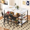 Hooseng Kitchen Island with Storage and Seating, Storage Small Dining Table, Bistro Table and Chairs Set of 2 with5 Shelves with PU Stools, White - 4 of 4