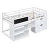 NicBex Twin Size Low Loft Bed with Pull-out Desk Pine Bed Frame with Blackboard, Shelves, Drawers, Ladder and Guardrail, Space Saving - 3 of 4