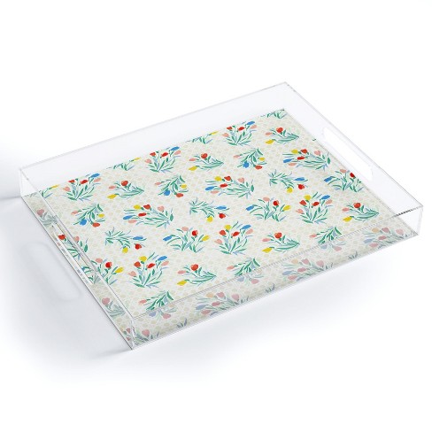 Jacqueline Maldonado Tulips and Lattice Natural Acrylic Tray - Deny Designs - image 1 of 4