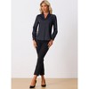 Allegra K Women's Elegant Collar V Neck Long Sleeve Work Office Satin Button Down Shirt - 3 of 4