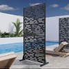 SpassWay 35" x 72" Black Metal Garden Trellis Privacy Screen Indoor Outdoor Room Divider Lattice Panel - 2 of 4