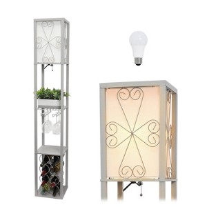 Etagere Organizer Storage Shelf Floor Lamp with Linen Shade - Simple Designs - 1 of 4