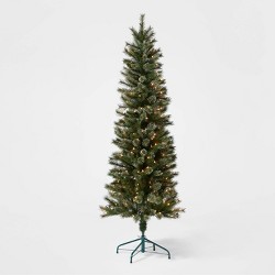 7 5ft Pre Lit Artificial Christmas Tree Slim Virginia Pine With Clear Lights Wondershop Target