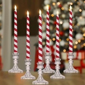 6 Pcs Christmas Flameless Taper Candles 10.6 Inch Candles Battery Operated LED Christmas Candlesticks - 1 of 4