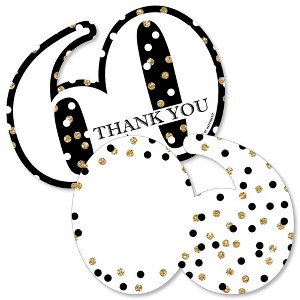 Big Dot of Happiness Adult 60th Birthday - Gold - Shaped Thank You Cards - Birthday Party Thank You Note Cards with Envelopes - Set of 12 - 1 of 4