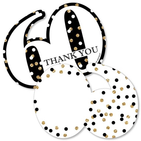 Big Dot of Happiness Adult 60th Birthday - Gold - Shaped Thank You Cards - Birthday Party Thank You Note Cards with Envelopes - Set of 12 - image 1 of 4