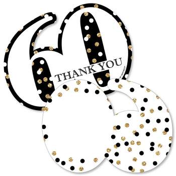 Big Dot of Happiness Adult 60th Birthday - Gold - Shaped Thank You Cards - Birthday Party Thank You Note Cards with Envelopes - Set of 12