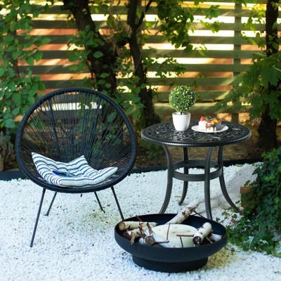 Maggift Patio End Tables, Modern Decorative Side Tables, Stylish Design for Patio, Living Room, Indoor and Outdoor Use, Black, 23.6"*23.6"*20.7"
