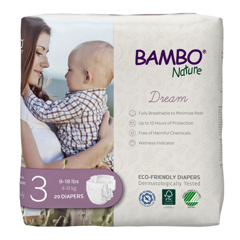 Bambo Nature Dream Disposable Diapers, Eco-Friendly, Size 3, 29 Count, 3 Packs, 87 Total, 1 of 6