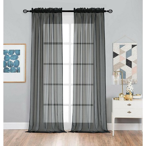 Designer Sheer Voile Rod Pocket Curtains For Small Windows : Target