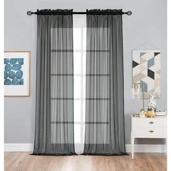 Designer Sheer Voile Rod Pocket Curtains For Small Windows