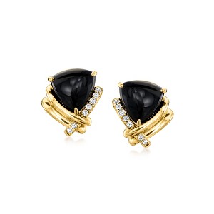 Ross-Simons Black Onyx and .25 ct. t.w. Diamond Earrings in 18kt Gold Over Sterling - 1 of 4
