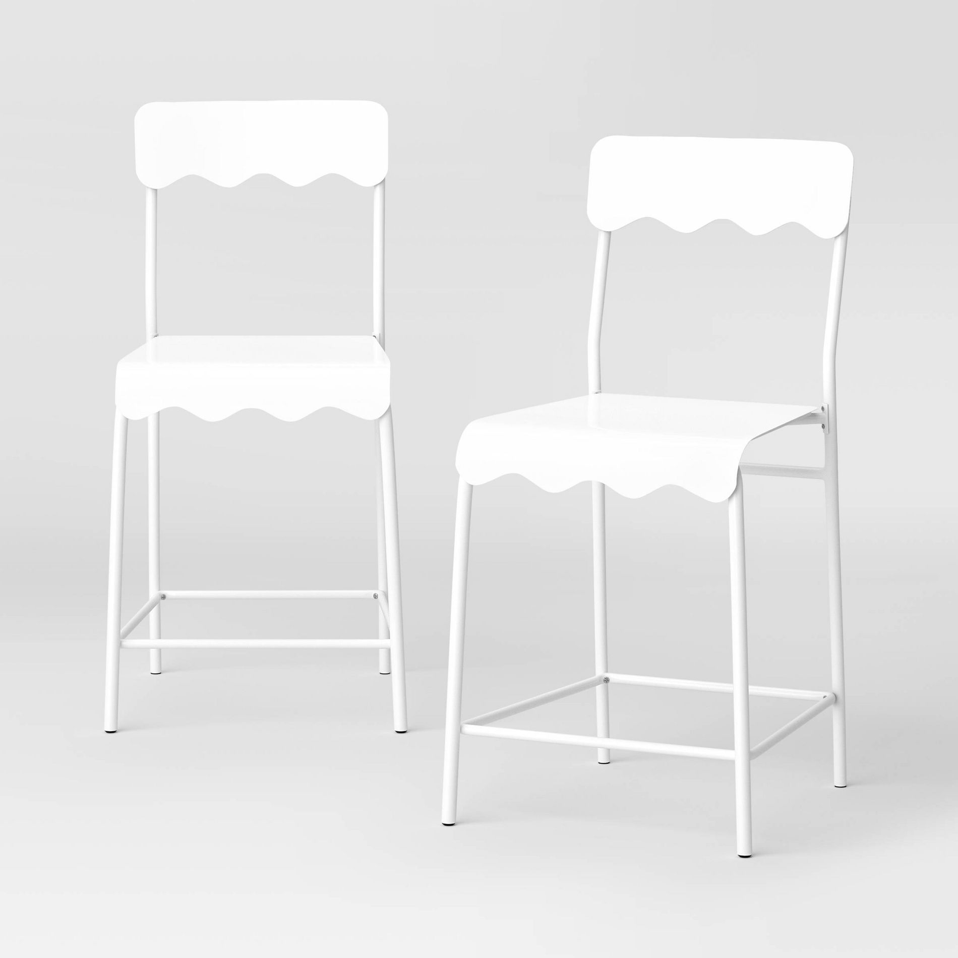 Set of 2 24" Wavey Metal Counter Height Barstool White - Room Essentials™