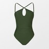 Women's Green Cutout Ruched Tummy Control One Piece Swimsuit - Cupshe - 2 of 4