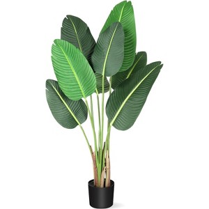 Artificial Bird of Paradise Plant – Realistic Faux Tree with Trunks & Pot, 4/5/6ft Indoor/Outdoor Decor (1 or 2 Pack) - 1 of 4