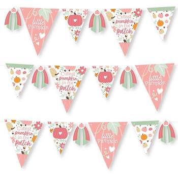 Big Dot of Happiness Girl Little Pumpkin - DIY Fall Birthday Party or Baby Shower Pennant Garland Decoration - Triangle Banner - 30 Pieces