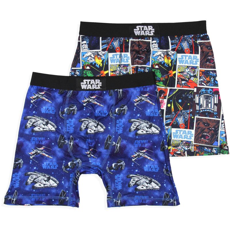 Star Wars Mens' 2 Pack Comic Millennium Falcon Boxers Underwear Boxer Briefs Multicolored, 1 of 5