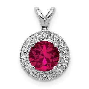 Black Bow Jewelry Rhodium Plated Sterling Silver, Diamond & Gemstone Pendant, 10mm - 1 of 4