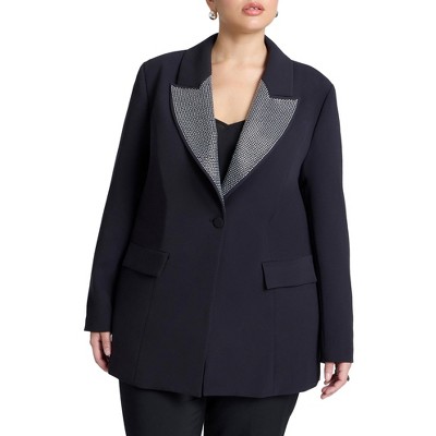 ELOQUII Women's Plus Size Embellished Lapel Oversized Blazer