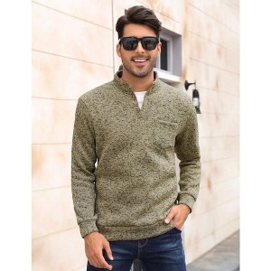 WhizMax Men's Casual Henley Pullover Sweater Slim Fit Knitted Thermal Fleece Polo Sweatshirt - 1 of 4