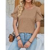 Women's Summer Short Sleeve T-Shirt Casual Round Neck Top With Ruffle Trim - 3 of 4