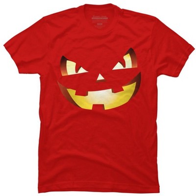 Men's Design By Humans Halloween Pumpkin Evil Smiley Face By artdim T-Shirt