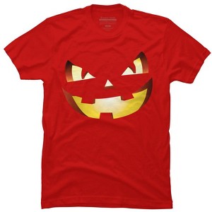 Men's Design By Humans Halloween Pumpkin Evil Smiley Face By artdim T-Shirt - 1 of 4