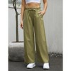 Womens Linen Pants High Waisted Wide Leg Drawstring Casual Loose Trousers with Pockets - 2 of 4