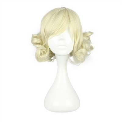 Unique Bargains Women's Curly Wigs 12" Gold Tone with Wig Cap