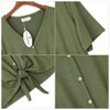 Coolmee Women Summer Maternity Loose Blouse Short Sleeve V Neck Button Down T Shirts Tie Front Knot Casual Tops - 4 of 4