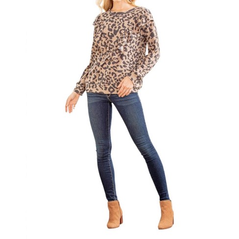 Women's Leopard Ruffle Top - HEIMISH USA - image 1 of 3