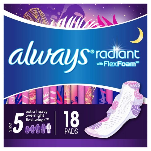pads always sanitary overnight heavy radiant scented 18ct absorbency wings extra maxi target