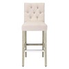 WestinTrends 29" Upholstered Linen Fabric Tufted Bar Stool Chair - 3 of 4