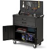 35" Heavy Duty Steel Rolling Tool Cabinet with 2 Drawers, Pegboard, Locking Casters, and Adjustable Shelves, Storage Organizer for Garage - 4 of 4
