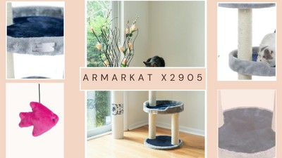 Gray Faux Fur and Sisal 3-Level Cat Tree