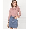 Allegra K Women's Ruffle Neck Polka Dot Button Front Sheer Chiffon Blouse - 3 of 4