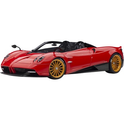 Pagani Huayra Roadster Rosso Monza Red and Carbon with Luggage Set 1/18 Model Car by Autoart