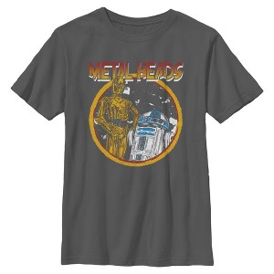 Boys Star Wars Metal Head Rock Droids T Shirt - 1 of 4